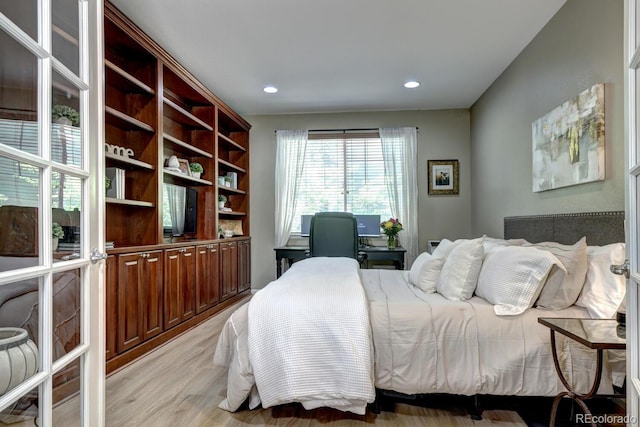 7329 Arco Iris Ln, Castle Pines, CO 80108 - bedroom featuring recessed lighting, an office area, and light wood finished floors