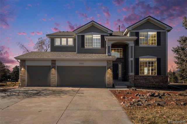 view of front facade with a garage