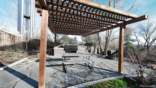 view of patio / terrace featuring a pergola