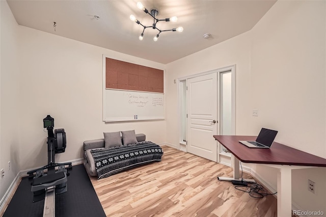 home office featuring light hardwood / wood-style flooring