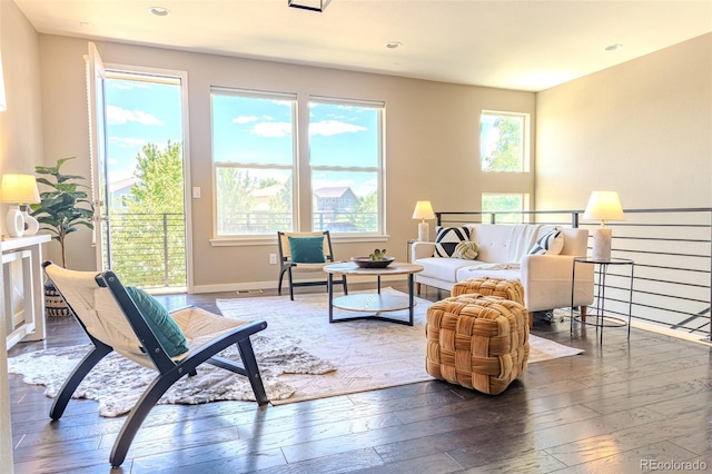 15738 E Broncos Pl, Englewood, CO 80112 - living room featuring healthy amount of natural light, hardwood / wood-style floors, and recessed lighting