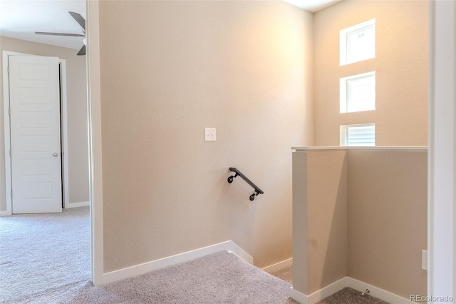 15738 E Broncos Pl, Englewood, CO 80112 - staircase with carpet flooring and a ceiling fan