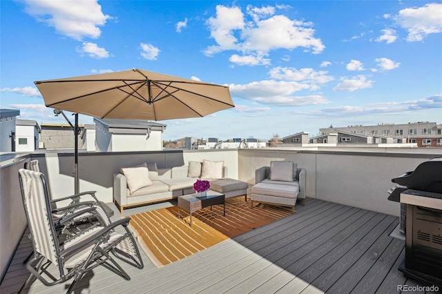 deck featuring outdoor lounge area