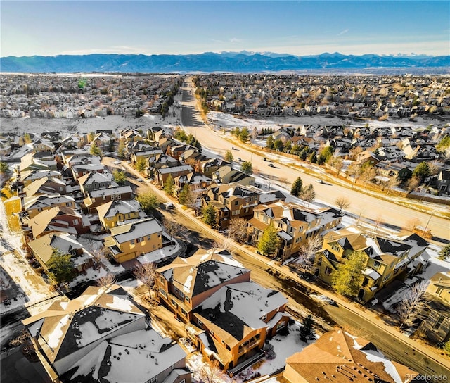 aerial view with a mountain view