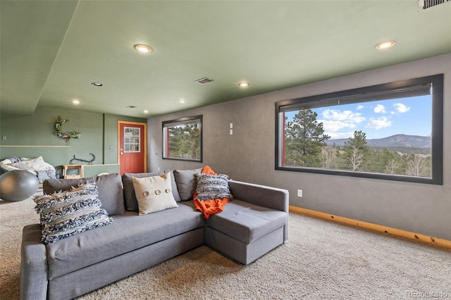 518 Pine Dr, Bailey, CO 80421 - living area featuring recessed lighting and carpet floors