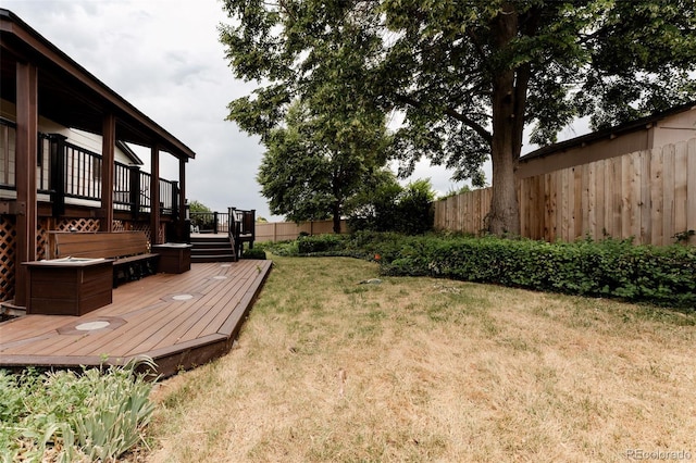 12452 W Dumbarton Pl, Morrison, CO 80465 - fenced backyard featuring a wooden deck