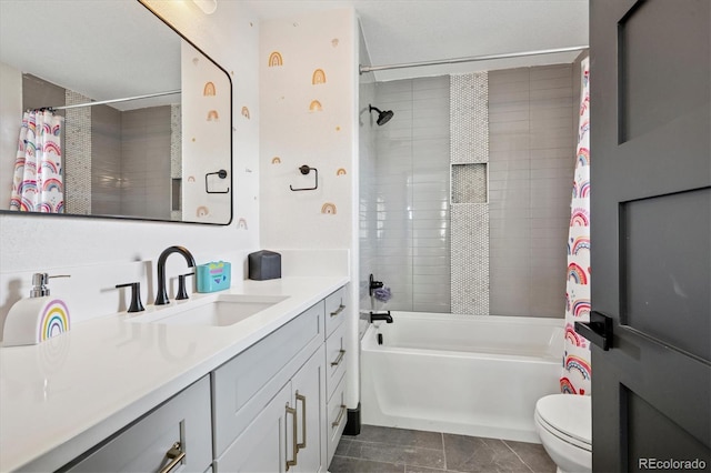 5665 Vistancia Ct, Parker, CO 80134 - bathroom featuring vanity and shower / bath combo with shower curtain