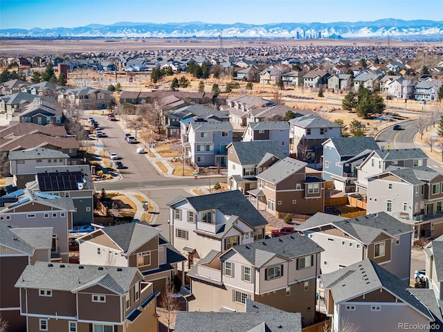 bird's eye view with a residential view and a mountain view