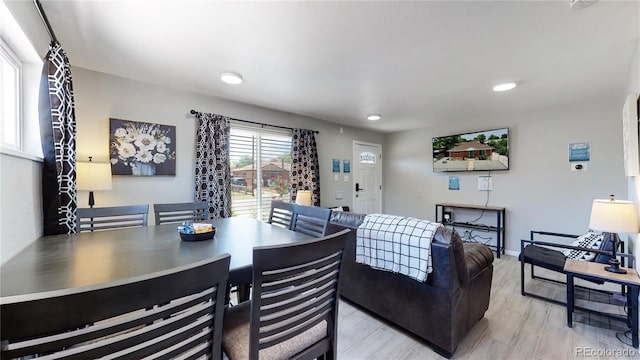 living room with light hardwood / wood-style flooring