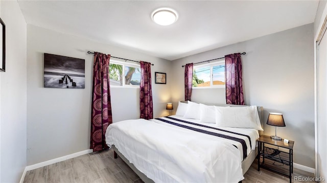 bedroom featuring light hardwood / wood-style floors