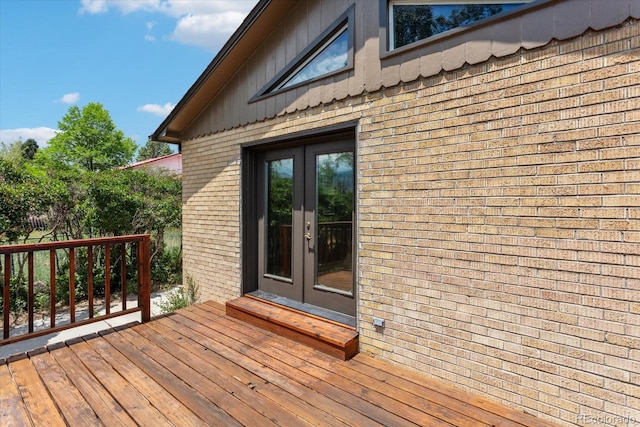 wooden deck with french doors