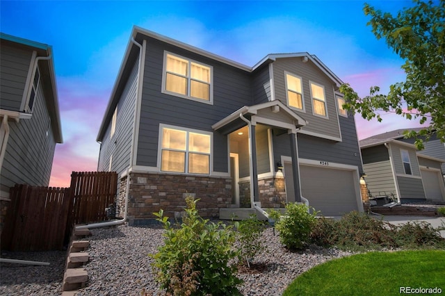 view of front of home with a garage