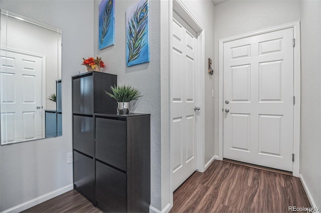 entryway with dark hardwood / wood-style floors