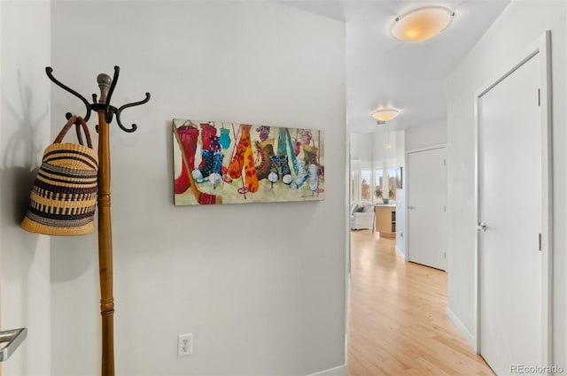 1438 Little Raven St Unit 407, Denver, CO 80202 - corridor with light wood-style floors and baseboards