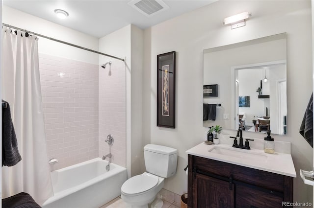 1438 Little Raven St Unit 407, Denver, CO 80202 - bathroom with vanity, toilet, shower / bathtub combination with curtain, and tile patterned flooring