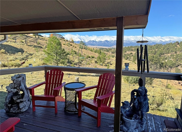 deck featuring a mountain view