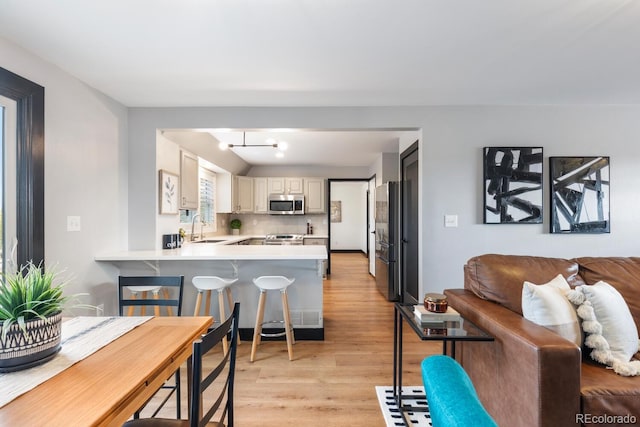 interior space featuring light wood-style floors