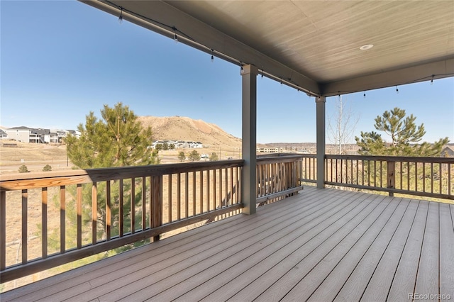 deck with a mountain view