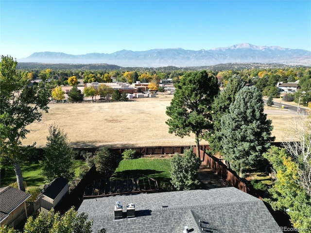 aerial view with a mountain view