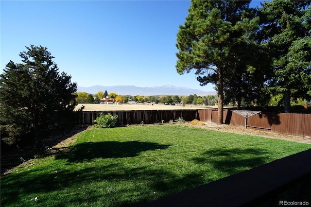 view of yard featuring a mountain view