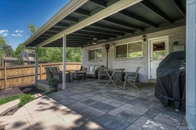 5071 S Boston St, Greenwood Village, CO 80111 - view of patio / terrace featuring an outdoor hangout area and ceiling fan
