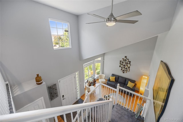 15157 E Nassau Ave, Aurora, CO 80014 - stairs with a towering ceiling, plenty of natural light, and ceiling fan