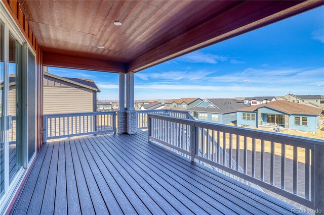 deck with a residential view