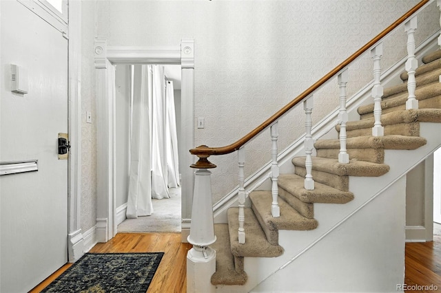 2346 N Gilpin St, Denver, CO 80205 - entryway featuring wood finished floors and stairs