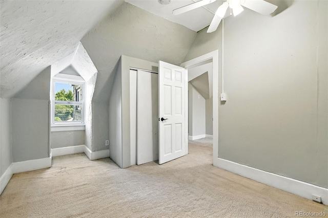 2346 N Gilpin St, Denver, CO 80205 - additional living space featuring vaulted ceiling, carpet flooring, and a ceiling fan