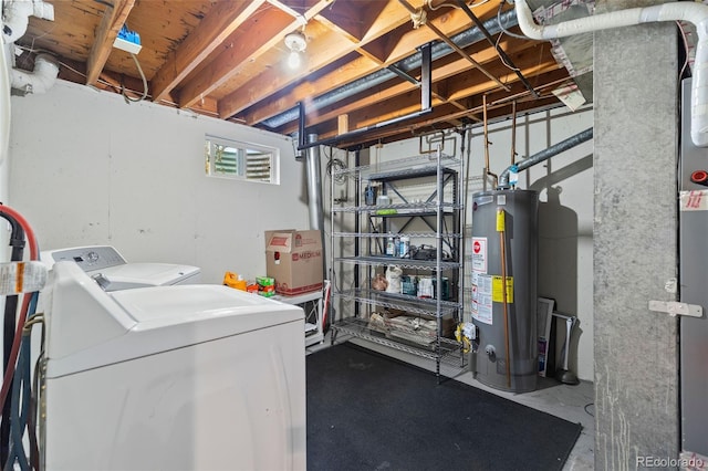 8305 Eaton Way, Arvada, CO 80003 - below grade area featuring washer and clothes dryer and gas water heater