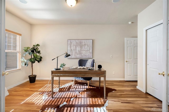 office area featuring hardwood / wood-style flooring