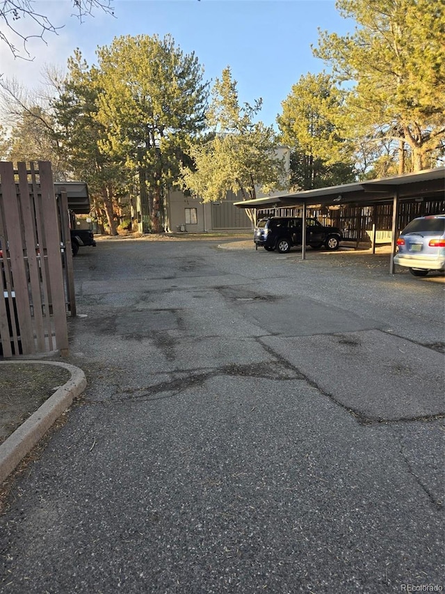 view of covered parking lot