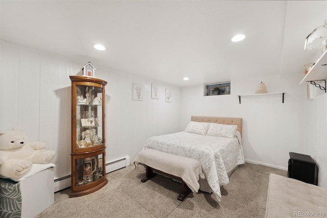 3888 Estes St, Wheat Ridge, CO 80033 - bedroom with baseboard heating, carpet flooring, and recessed lighting