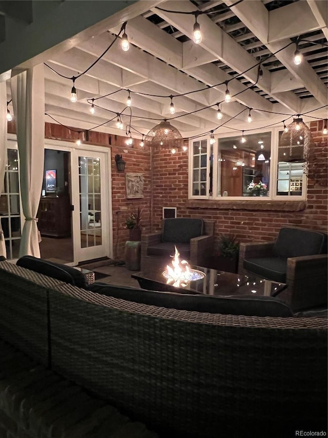 4011 S Ivy Ln, Cherry Hills Village, CO 80111 - view of patio / terrace featuring an outdoor fire pit and a pergola