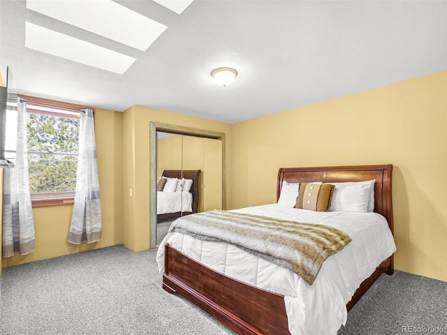 8791 Grizzly Way, Evergreen, CO 80439 - carpeted bedroom featuring a skylight and a closet