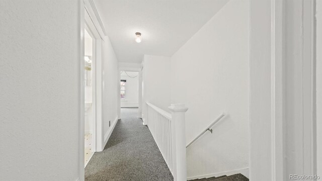 553 N Logan St, Denver, CO 80203 - hall with baseboards, an upstairs landing, and carpet