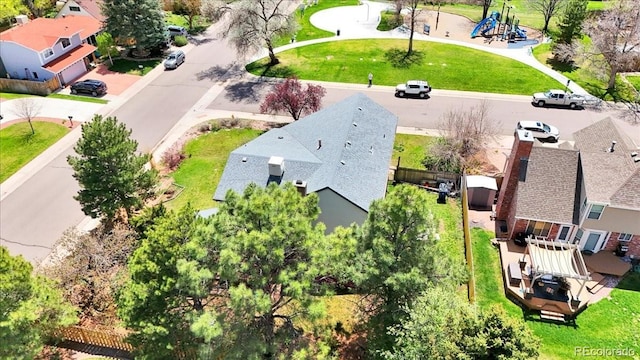 bird's eye view with a residential view