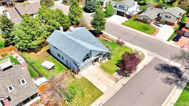 bird's eye view with a residential view