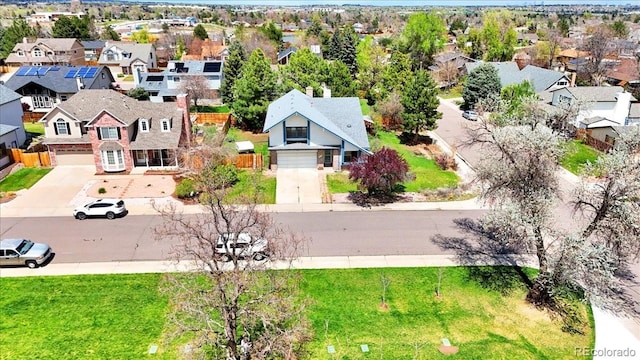 bird's eye view with a residential view