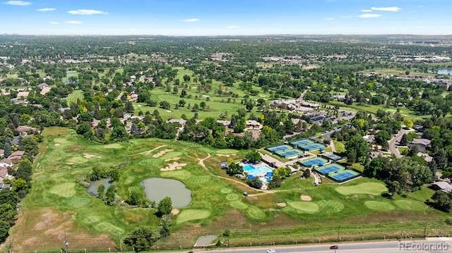 5955 Blue Sage Way, Littleton, CO 80123 - aerial view of property's location with a golf course and a nearby body of water
