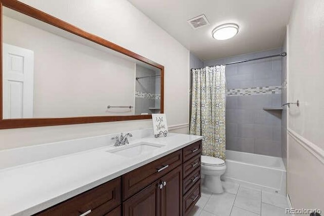 5955 Blue Sage Way, Littleton, CO 80123 - full bath with vanity, shower / tub combo with curtain, and tile patterned floors