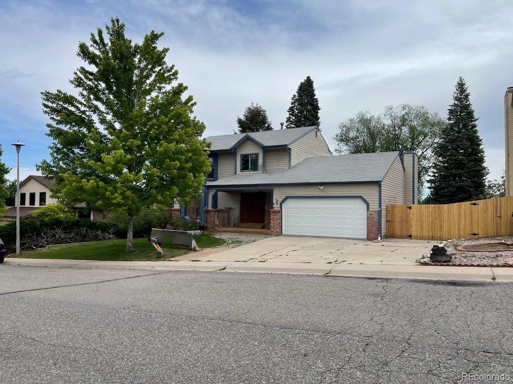 view of front of property featuring a garage