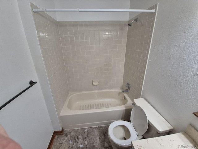 3136 S Cathay Cir, Aurora, CO 80013 - full bathroom with toilet, shower / bathtub combination, a textured wall, and vanity