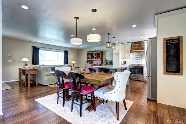 13915 W 73rd Ave, Arvada, CO 80005 - dining area with recessed lighting and dark wood-type flooring