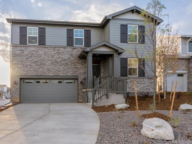 view of front of property featuring a garage