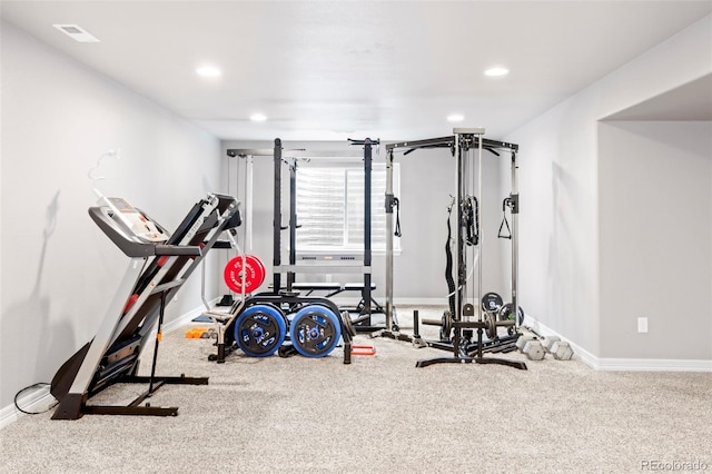 577 Tristan Pl, Berthoud, CO 80513 - exercise area with recessed lighting, baseboards, and carpet