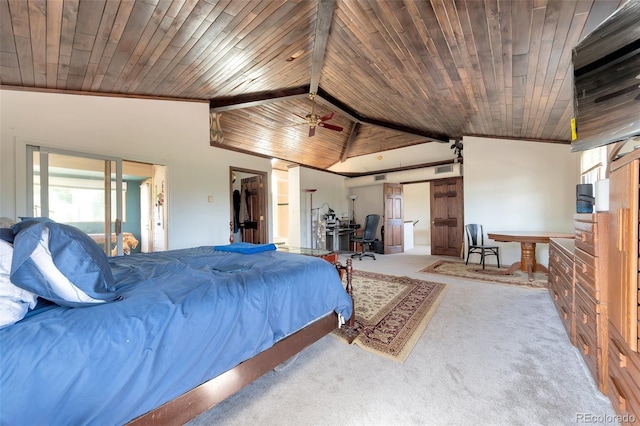 7930 S Kendall Ct, Littleton, CO 80128 - bedroom featuring carpet floors, wood ceiling, and vaulted ceiling