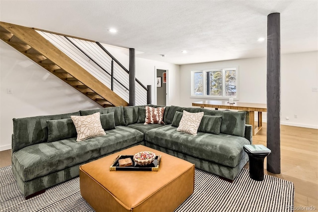 living room featuring light hardwood / wood-style floors