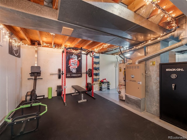 workout area with gas water heater