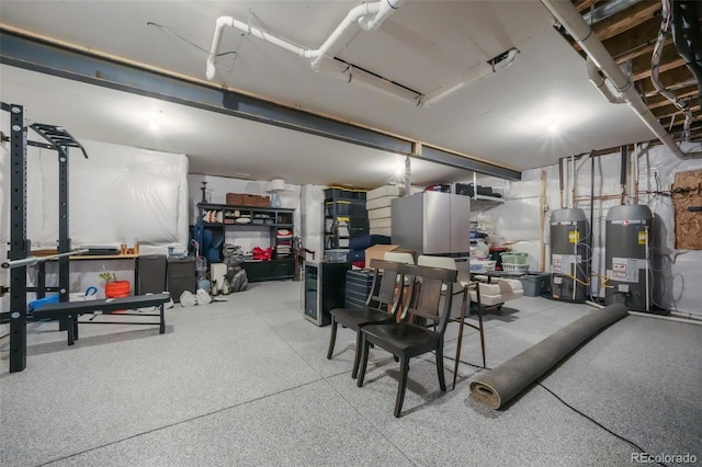 unfinished basement featuring gas water heater